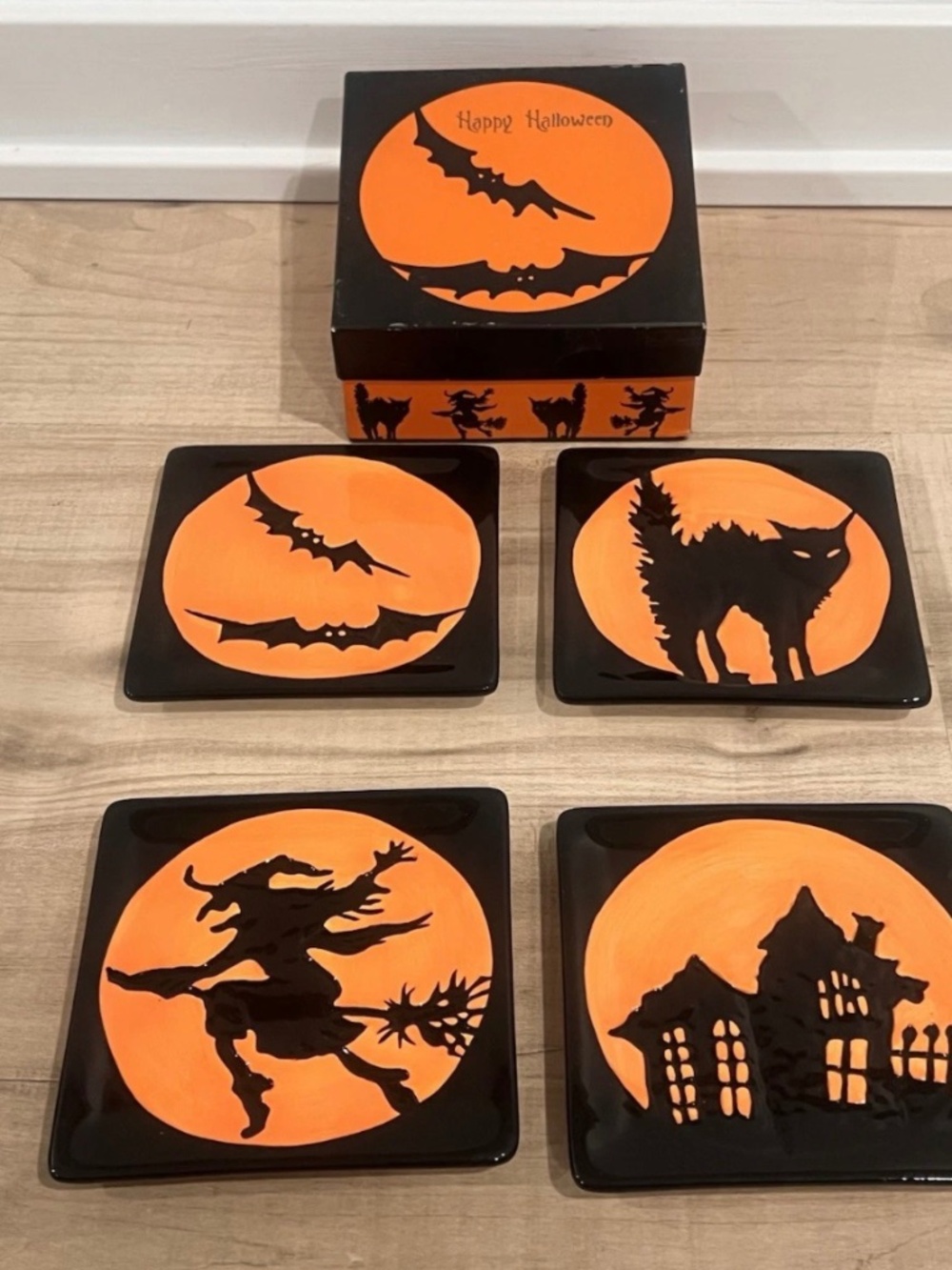 MWW Market Halloween Ceramic Coaster Mini Plate Set With Box